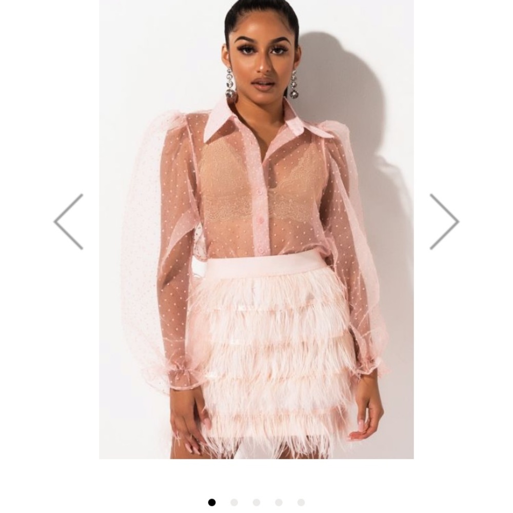 AKIRA ALONE TONIGHT SHEER BUTTON DOWN BLOUSE